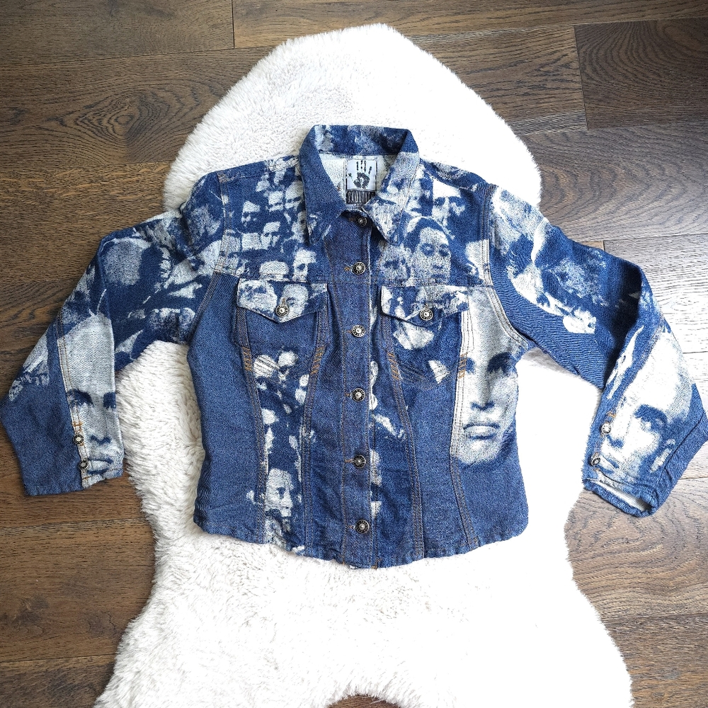 Vintage Jean Paul Gaultier Y2K 90s FW 1992 Faces Denim Corset Jacket